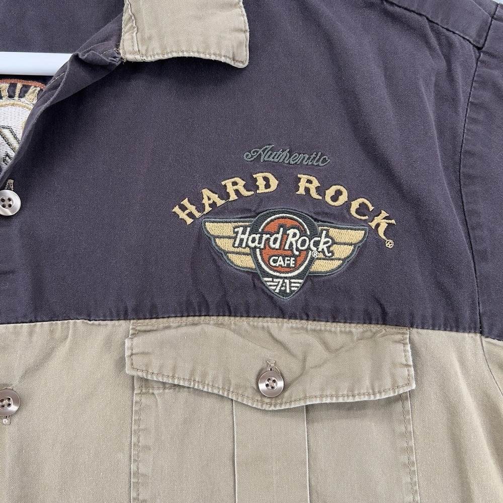Hard Rock Guitar Company Mens 2XL Shirt Button Front Brown Washington DC - Picture 5 of 11